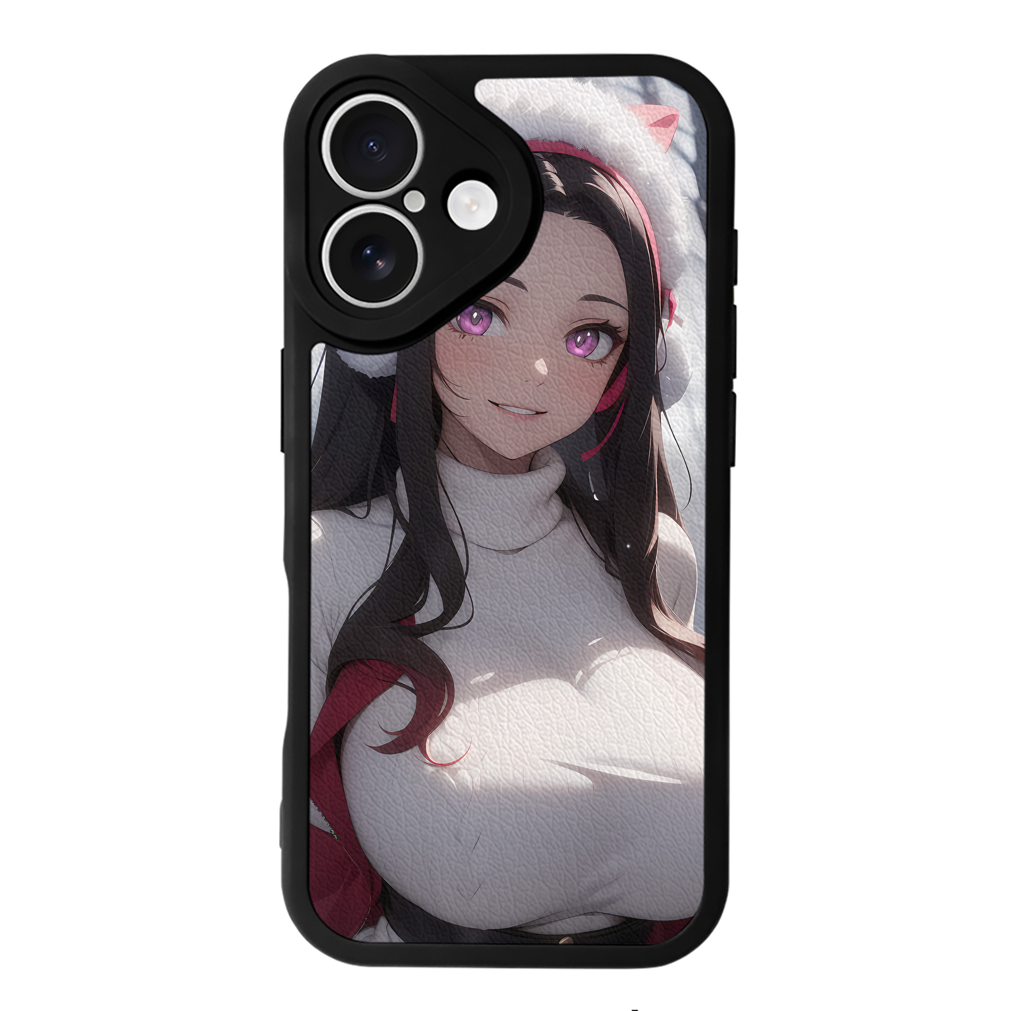 （画像用） 鬼滅の刃（きめつのやいば）竈門 禰󠄀豆子／かまど ねずこ Kamado Nezuko 【iPhone 16シリーズ対応】シリコンスマホケース（レザー調） 材質：シリコン